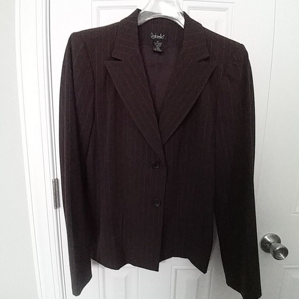 Dark brown pinstripe lined blazer sz12